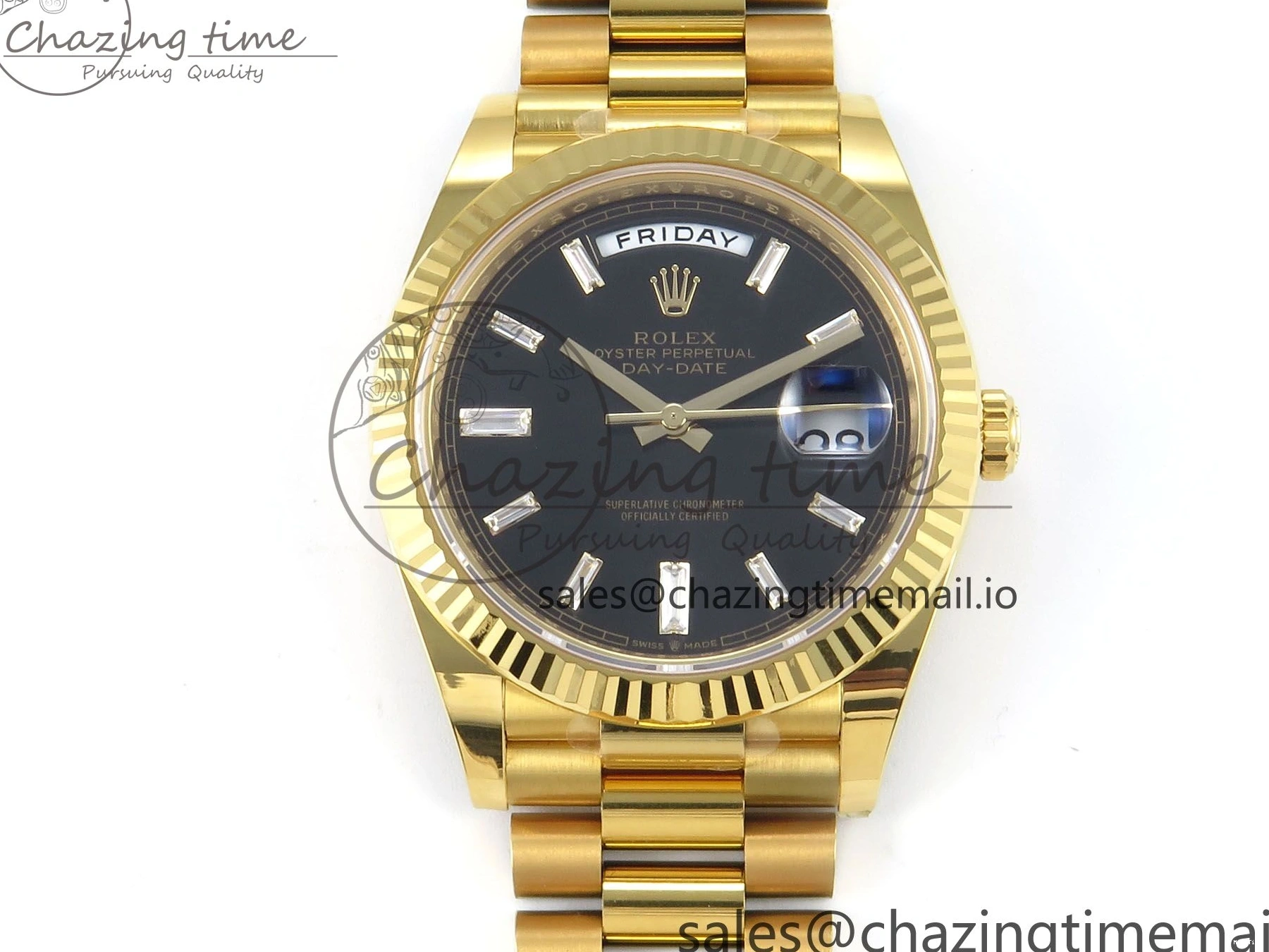 MiroTime 0320 Packable Day Date 40 YG 228238 THBF 1:1 Best Edition Black Crystal Dial on President Bracelet VR3255 V3 (Gain Weight) 378